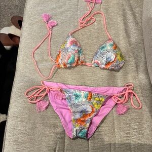 Floral Bikini with Pink Accents